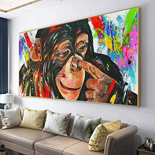 Art singes toile peinture gorille abstrait grand format 70x140