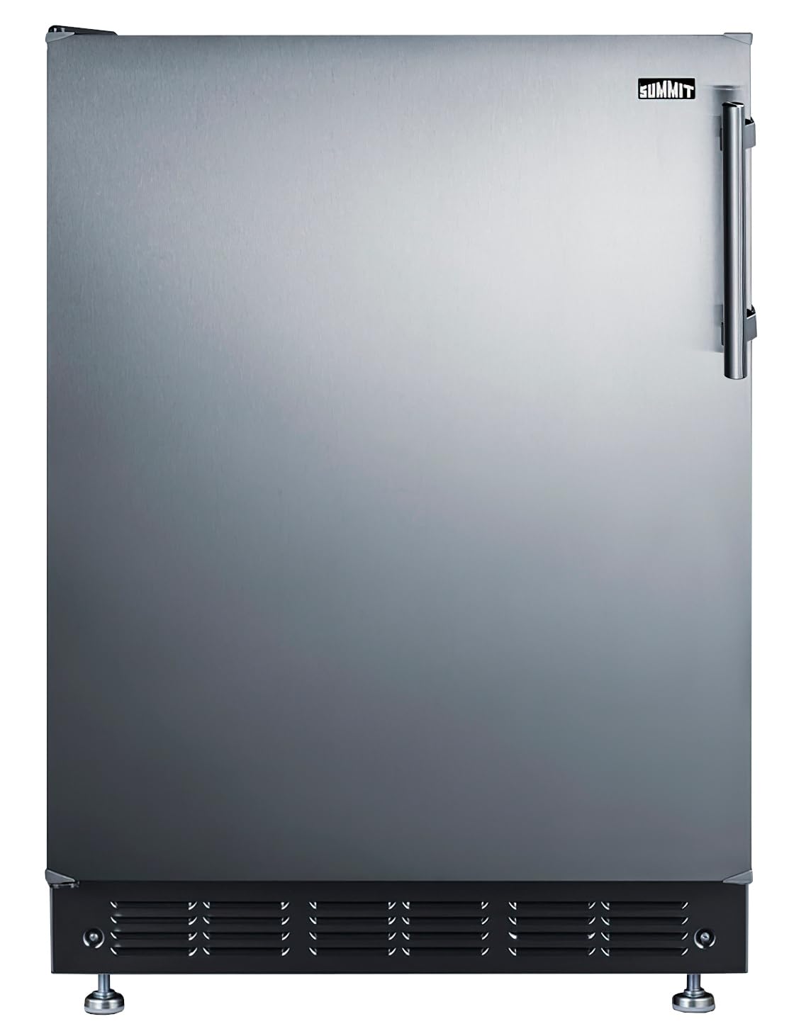 Summit FF6BK2SSRSLHD 24” Wide Adjustable Under Counter Refrigerator 5.5 cu.ft. Made in Europe with Automatic Defrost Operation, Reversible Stainless-Steel Door, Deluxe black interior (Left Hand Door) on Fridge.com