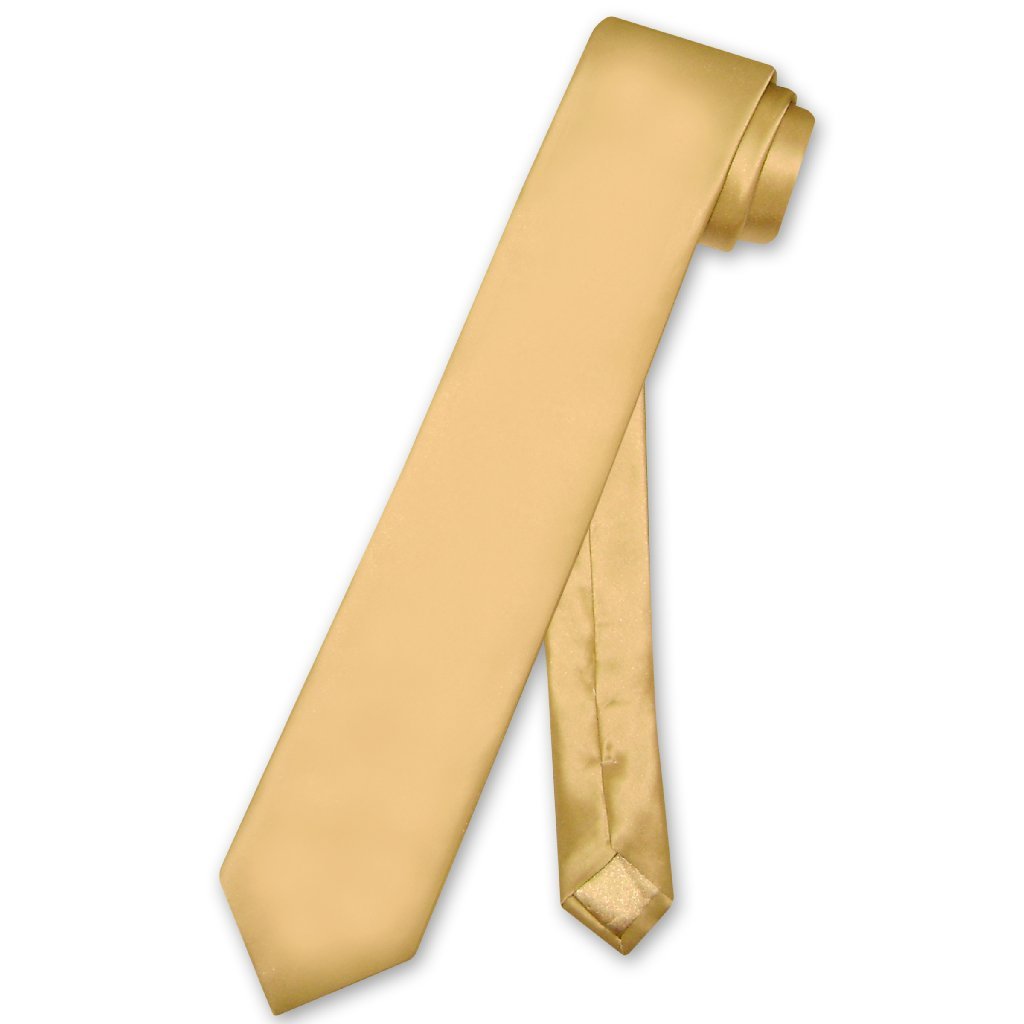 Biagio 100% SILK Narrow NeckTie Skinny GOLD Color Men's 2.5" Neck Tie