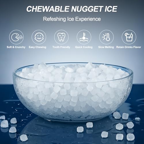 Image of Nugget Ice Maker Countertop with Water Dispenser, 60Lbs /Day Pellet Ice Machine, 5Lbs Storage Bin, Soft Chewable Ice Maker with Self-Cleaning, Countertop Ice Maker for Home, Bar, Kitchen, Office