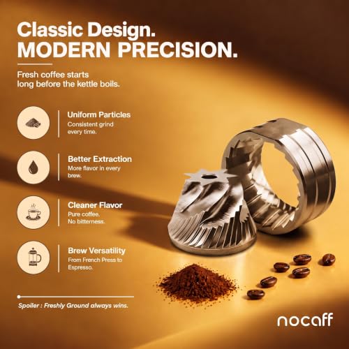 Image of 7-Axis Manual Coffee Grinder Capacity 20g with CNC Stainless Steel Tapered Burr Internal Adjustable Setting, French Press Coffee for Hand Grinder Gift (7-Axis Star Burr SS Grinder)