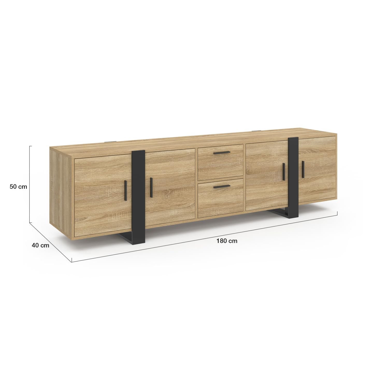 IDMarket - Meuble TV 180 cm Phoenix avec rangements Bois et Noir