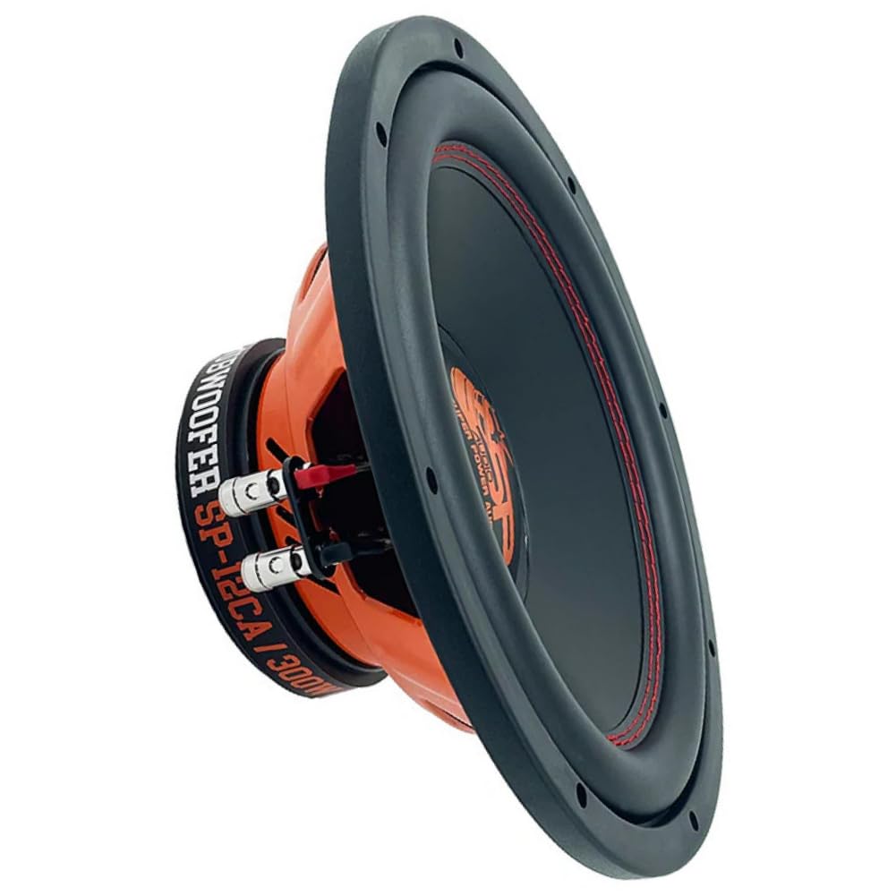 KIT SET PER SP AUDIO SP-12CA, 1 subwoofer da 30 cm 300 mm 12" di diametro, 300 watt rms 600 watt max, 4 ohm, 92,1 db spl, singola bobina, per auto, 1 pezzo + accessori omaggio