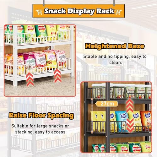 Mueble comercial de 5 niveles con barandilla anticaída para snacks 6
