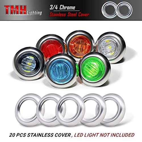 Tmh ( Pack Of 20 3/4 Inch 304 Stainless Steel Cover Mount Clearance Bullet Marker Lights, Side Led Marker Lights For Trailer Truck Rv Car Bus Van #TOP5