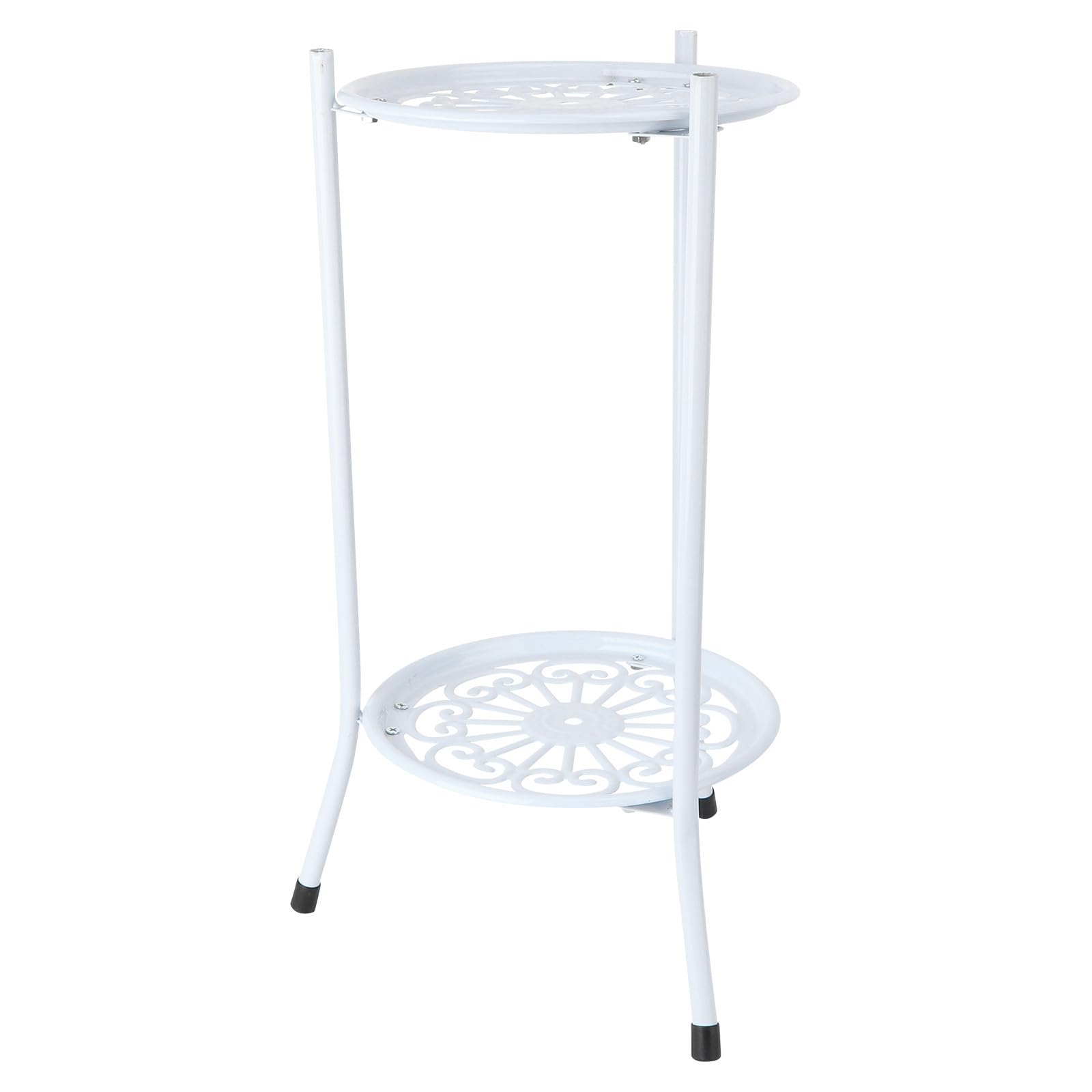 Support de pot en blanc métal pour double fleurs : étagère pratique plantes d'intérieur