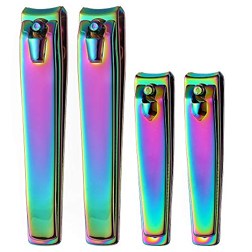 JXS 4 Pcs Rainbow Nail Clippers, Fingernail and Toenail Clipper, Sharp and Durable Nail Cutter JXS 4 Pcs Rainbow Nail Clippers, Fingernail and Toenail Clipper, Sharp and Durable Nail Cutter