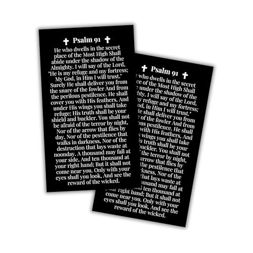 Psalms 91 Bible Verse Wallet Card in Black | 30pk 2x3.5” Prayer Card Umbrella of Protection Shelter Whoever Dwells Rest in Shadow Poster Art Bracelet Driving Keychain First Time Drivers Angel