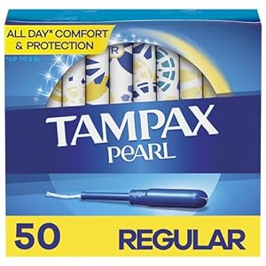 Tampax Pearl Tampons Regular Absorbency, With Leakguard Braid, Unscented, 50 Count