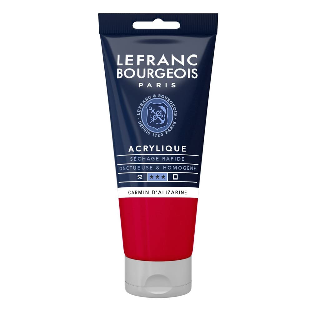 Lefranc Bourgeois 300345 Fine Acrylic Paint - Alizarin Carmine, 80 ml Tube, Creamy Acrylic Paint, Water-Based, Quick Drying, Lightfast, Waterproof