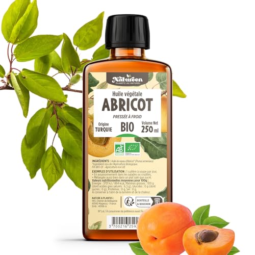 Huile de Noyau d'Abricot Bio 250 ml - AB - Natureen | Planète au Naturel - Pure, Naturelle et Pressée à froid - Alimentaire