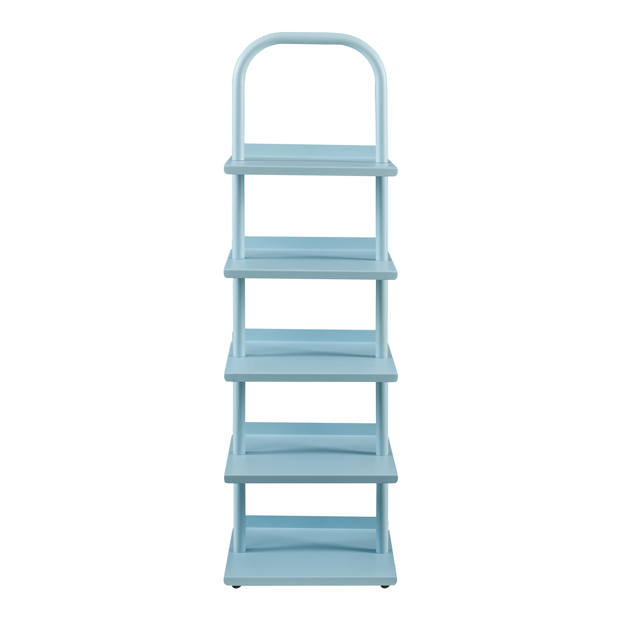 [en.casa] Schuhregal schmal für Kinder Poytya Schuhablage hoch für 5 Paare Organizer Standregal mit 5 Ebenen Metall 96 x 30 x 27 cm Blau