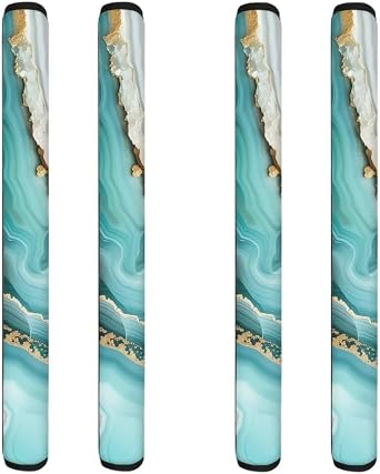 Coldinair Aqua Marble Print Refrigerator Door Handle Covers Set of 4, Keep Kitchen Appliance Fridge Oven Microwave Dishwasher Clean
