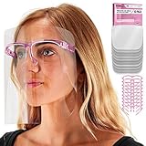 TCP Global Salon World Safety Face Shields with Pink Glasses Frames (Pack of 10) - Ultra Clear...