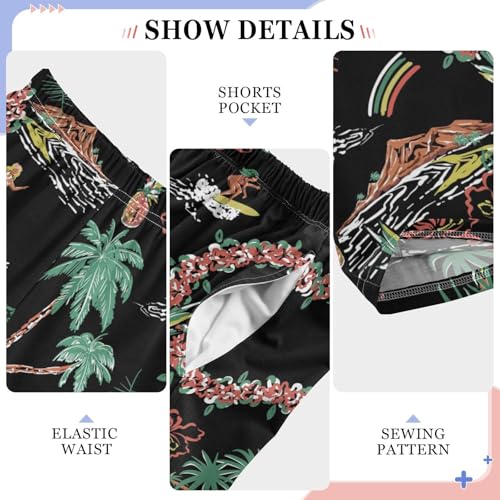 Aloha Wreath Palm Tree Boys Long Pants Soft Trousers Elastic Waist Kids Lounge Bottoms with Pockets S-XL4