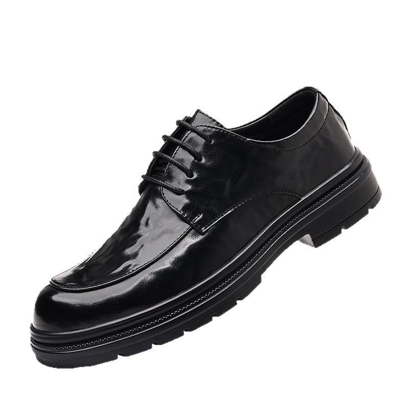 Men's Leather Platform Oxfords Lace-Up Casual Work Office Dress Shoes Round-Toe Comfortable Business Tuxedo Shoes