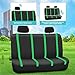 FH Group Car Seat Covers Full Set Cloth - Universal Fit Automotive Seat Covers, Low Back Front Seat Covers, Solid Back Seat Cover, Washable Car Seat Cover for SUV, Sedan and Van Green