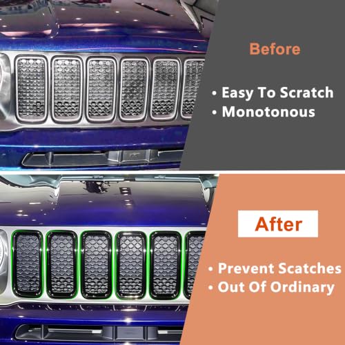 Image of Black Front Grille Inserts Trim for Jeep Renegade 2019 2020-2023 | ABS Front Grille Insert Trim Ring 7PCS