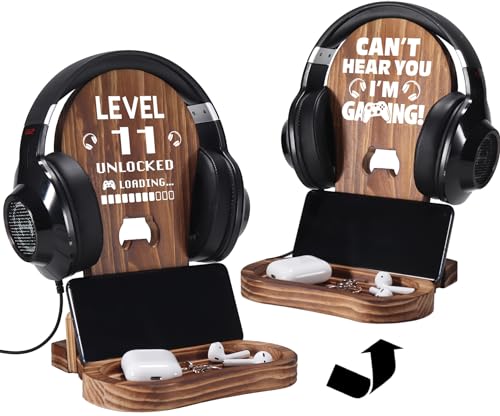 11th Birthday Gamer Stand - Unlocked Level 11 Wooden Headset Stand & Decoration for Boys