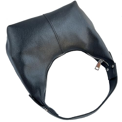 Image of Hobo Women's PU Leather Shoulder Tote Clutch Crescent Slouchy Bag with Zipper Closure and Top Handle