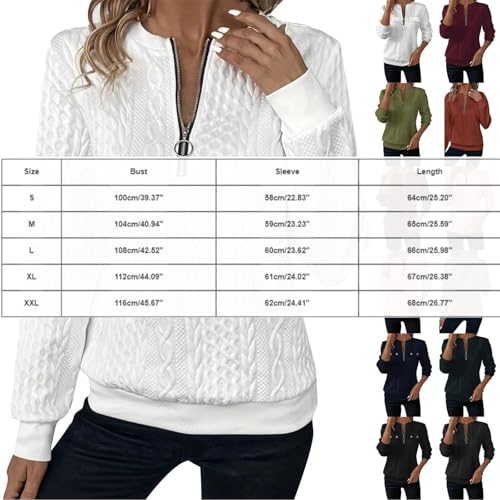 Quarter Zip Pullover Women Jacquard Long Sleeve Sweatshirts Loose Fit Casual Sweater Textured Solid Fall Tops 20253