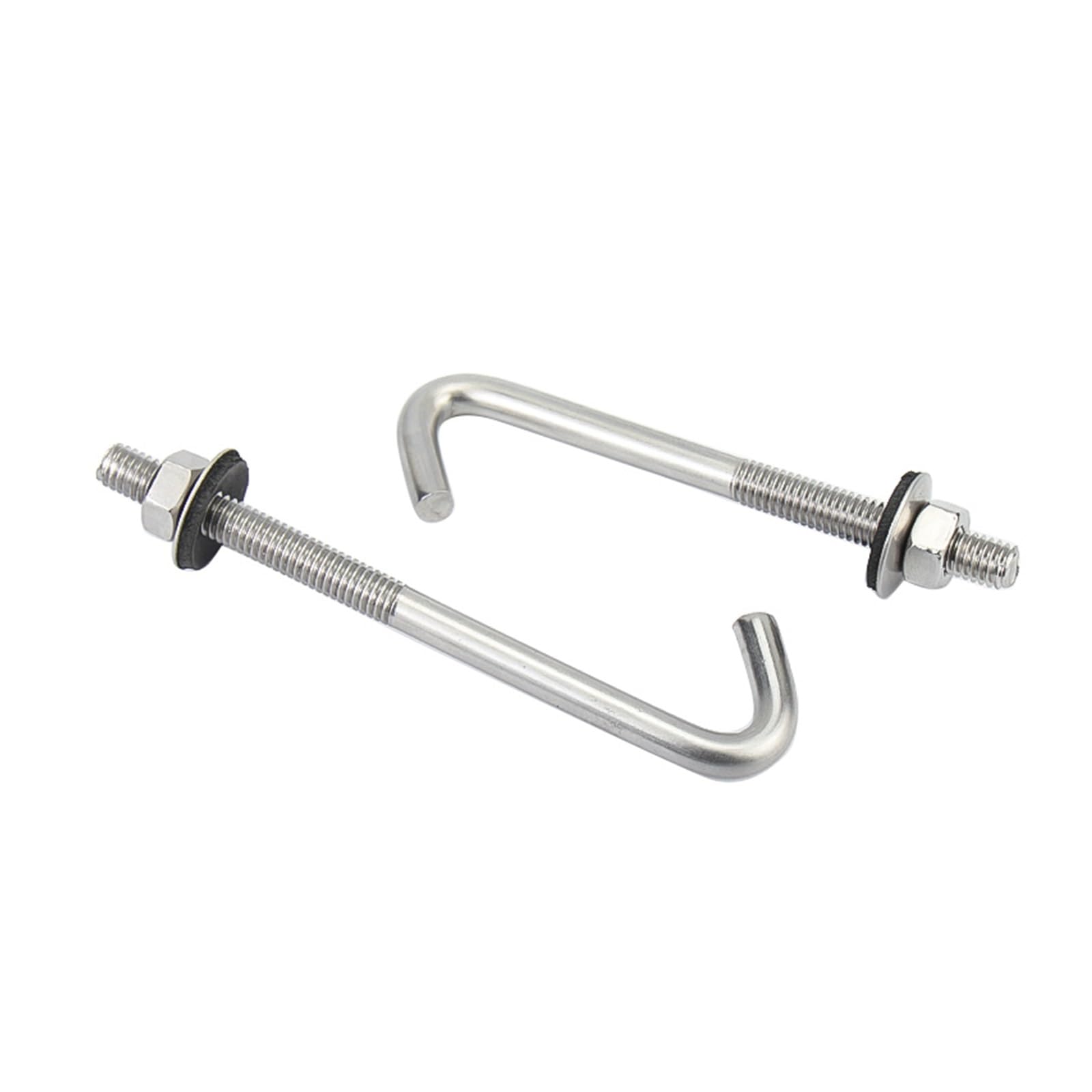 samogwintującym w kształcie litery L, 304 Stainless Steel M5 M6 L Hooks Screws Bolts Nuts Washers Set Silver Pack Of 4(Round M6x50x100 4Sets)