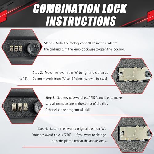 C&T Safe Box, Small Safe, Security Box with Combination Lock, Portable Gun Safe for Office Car Dorm Money Passports Valuables,Black,24x16x4cm - Image 6