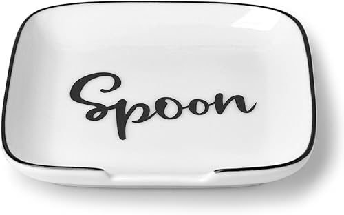 GDCZ Soporte de cuchara de cerámica para estufa, soporte grande de 4.75 pulgadas para encimera de cocina, cuchara moderna para granja, soporte de