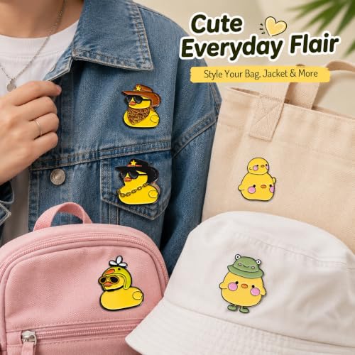 Image of 8Pcs Kawaii Frog Enamel Pin Set Cute Cartoon Frog Brooches, Lapel Pins for Backpacks, Jackets, Hats, Perfect Gifts for Women, Teens