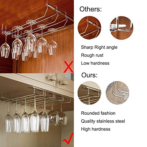 Greatstar Wine Glass Rack, Under Cabinet Wine Rack Glass Holder Stainless Steel Chrome Finish - Hanging Stemware Holder For Bar Kitchen (13Inch) #TOP5