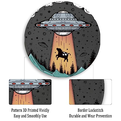 Image of Gctriki Round Mouse Pad, Mini Mouse Pad for Desk, Funny Art UFO Mousepad,Stitched Edge Non-Slip Rubber Base, Laptop Computer Mouse Pads for Wireless Mouse, Office Decor Desk Accessories
