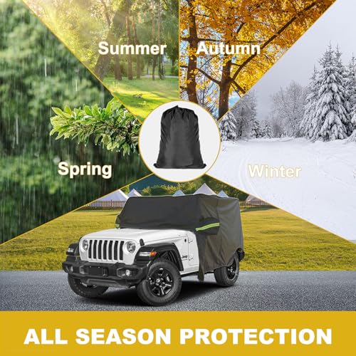 Image of INSAUTO Waterproof Cab Cover for Jeep Wrangler 4-Door (2007-2025), All-Weather Sun, Rain & Snow Protection, UV Resistant, Windproof Outdoor Car Cover with Driver Door Zipper, Perfect for Top-Off Use
