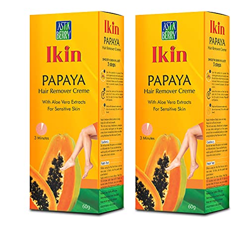 Ikin Papaya Hair Remover Cream for Sensitive Skin – Bikini Hair Removal Cream for Women & Girls (Pack of 2 (60gm X 2)) Ikin Papaya Hair Remover Cream for Sensitive Skin – Bikini Hair Removal Cream for Women & Girls (Pack of 2 (60gm X 2))