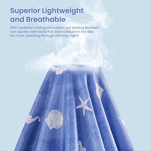 Elegear Cooling Throw Blanket, Q-Max>0.5 Japanese Arc-Chill Cooling Blankets For Hot Sleepers, Double Sided Cold Blankets For Sleeping, Lightweight Breathable Summer Blanket (Blue, Throw Xl 50"X70") #TOP4