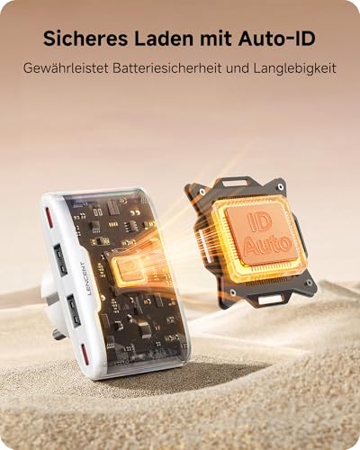 LENCENT Flaches USB C Ladegerät Slim Wandladegerät Netzteil 4-Port Charger dünner Ladestecker Mehrfach Stecker Kompatibel mit iPhone 17/16/15 Series, iPad, Handy, Tablet