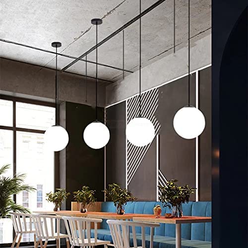 Image of Milky White Glass Globe Hanging Light for Ceiling, 6 Inch Modern Round Ball Pendant Chandelier Lamp for,(Bulb not Included) Pack of 1