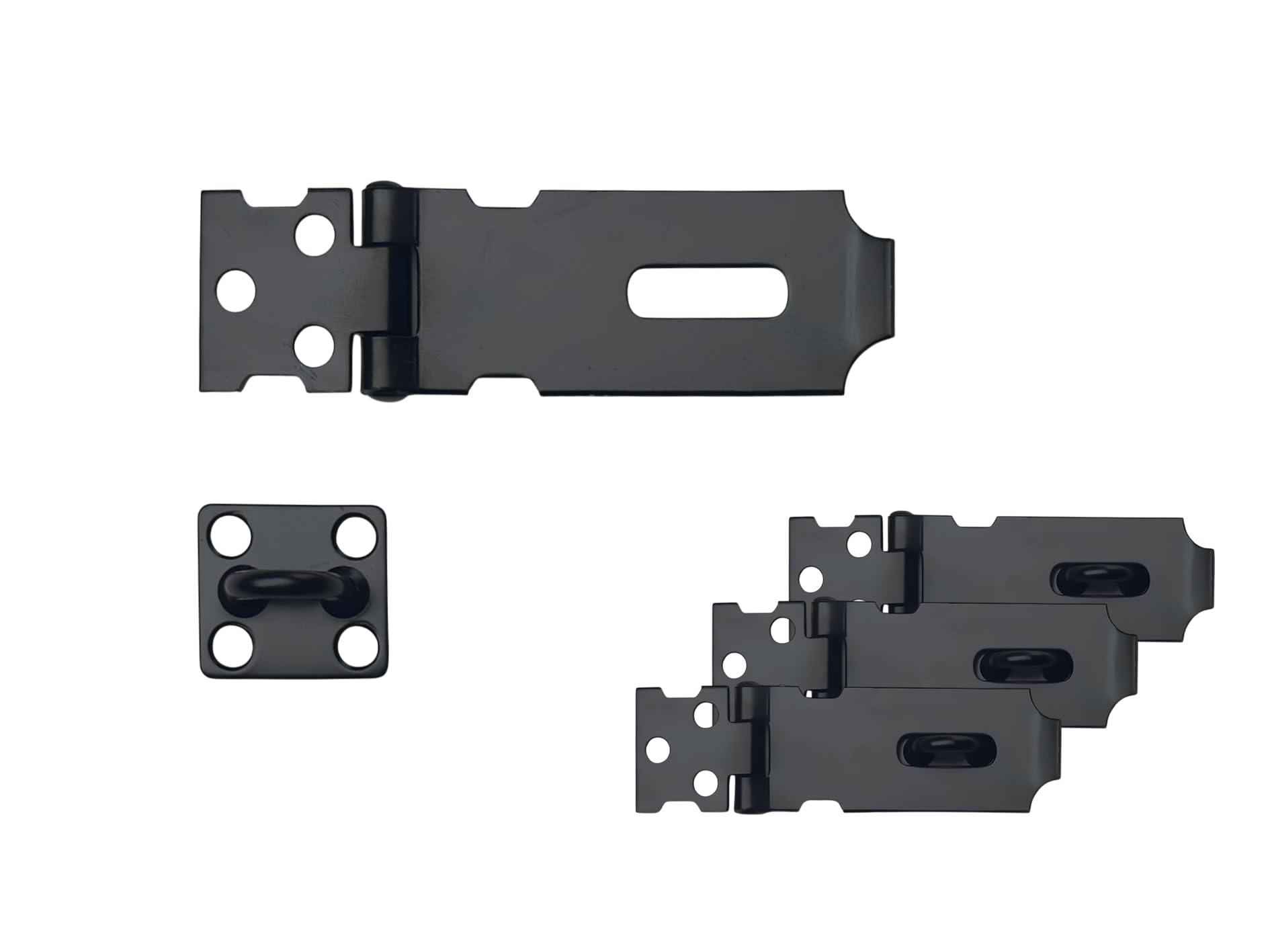 HASP di sicurezza QCAA con struttura in acciaio a graffetta fissa 2-1/2" pollici, nero, confezione da 4, Made in Taiwan