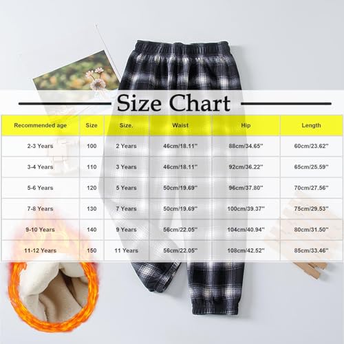 Kids Thick Fleece Lined Plaid Sweatpants Elastic Waist Casual Loose Athletic Pants with Pockets for Girls Boys 2-12 Years3