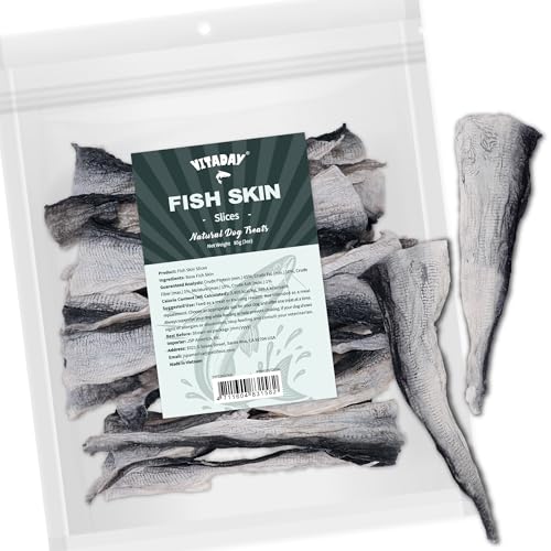 VITADAY 100% Fish Skin Dog Jerky Treats Slice 3 oz 1-Pack