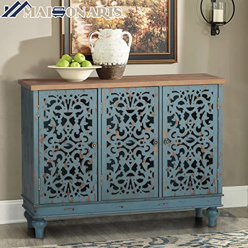 MAISON-ARTS-Accent-Cabinet-with-Doors-Kitchen-Sideboard-Buffet-Cabinet-with-Storage-Farmhouse-Credenza-Cabinet-for-Dining-Room-Living-Room-Entryway-Solid-Wood-Legs-Rated-for-260-lbs-Blue MAISON ARTS Accent Cabinet with Doors Kitchen Sideboard Buffet Cabinet with Storage Farmhouse Credenza Cabinet for Dining Room Living Room Entryway Solid Wood Legs Rated for 260 lbs Blue