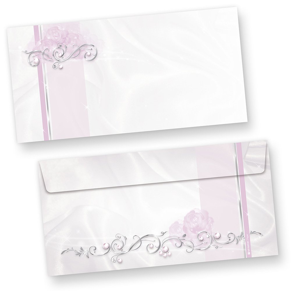 tatmotive Einladung Hochzeit Silber DE LUXE 40 Sets selbst bedruckbar - sehr hochwertige Karten in Silberoptik mit Goldenen Ringen inkl. Einlegeblätter