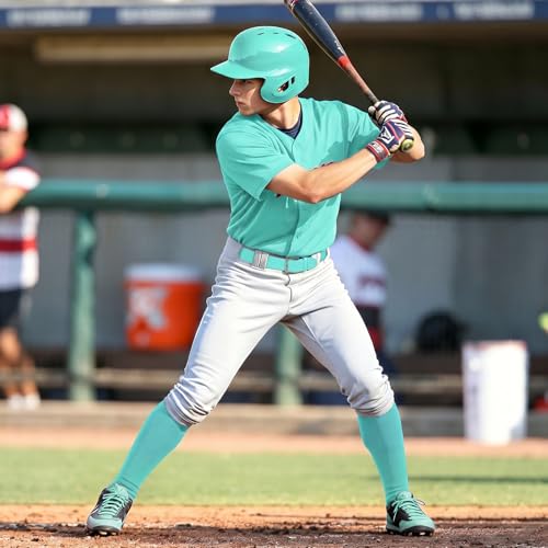 Image of JASGOOD 2 Pack Baseball Socks and Belt Combo Set Softball Socks and Belts Elastic Waist Belt for Youth and Adult Boys
