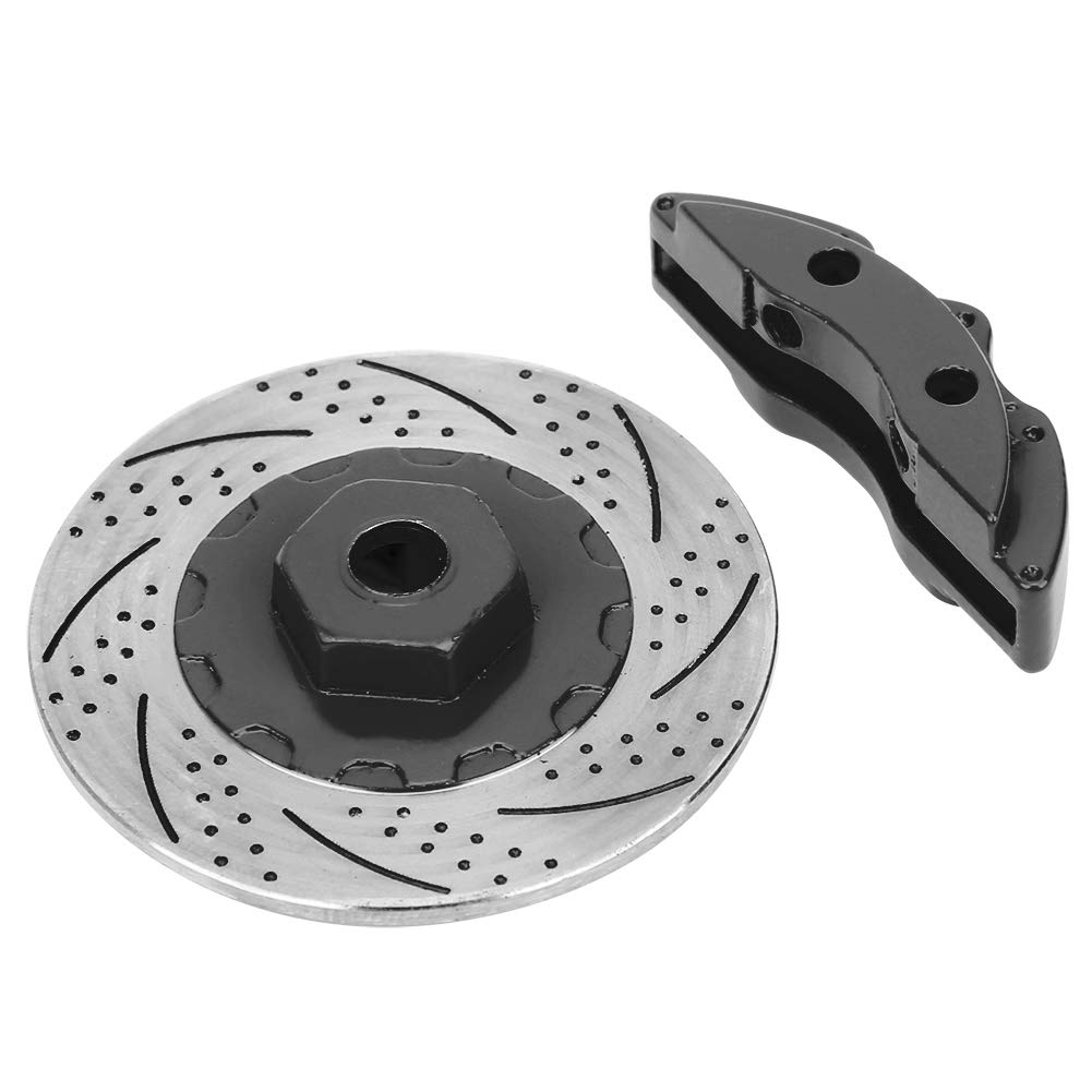 Dilwe RC Brake Disc, 4Pcs Metal Simulation Brake Disc Calipers Compatible with 1/10 RC Series Car, RC Tires Brake Disc RC Car Replacement Parts(Black)