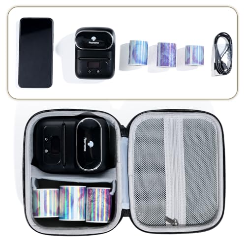 Image of Phomemo Case for M110 /M220 /M250 /M221 /M108 Label Maker,Oxford Fabric Waterproof & Shockproof Portable Label Printer Storage Bag for Labels Roll, USB Cable, Black (Only Bag)