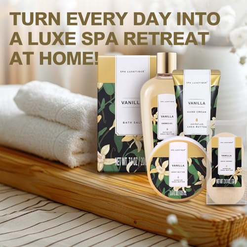Spa Luxetique Spa Gift Baskets for Women - Vanilla Bath Set with Bubble Bath, Body Lotion Gift Set, Vanilla Spa Set, Birthday Woman Gifts, Mothers Day Gifts for Mom - Image 3