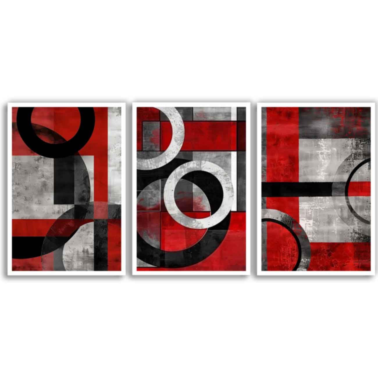 XLMDYYSW Abstract Canvas Wall Art 3 Pieces Large Circle Geometric Theme Picture Prints Black&gray Artwork for Living Room Office Home Decor Unframed (