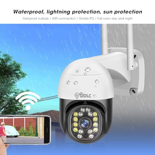 Image of DDLC Smart 1080p Wireless WiFi IP CCTV Security 1080p PTZ Outdoor IP66 Waterproof Pan Tilt Speed Dome Home Surveillance Camera with Motion Detection Two Way Audio Communication (Black PTZ)