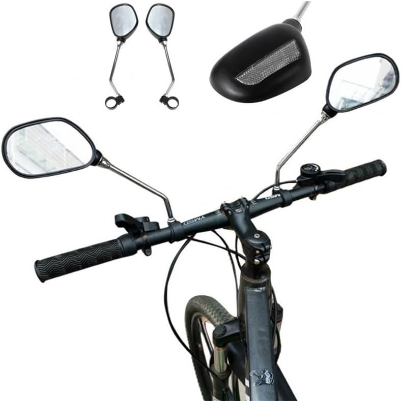Bike Mirrors, 2Pcs Bicycle Large Wide Angle 360°Adjustable -Bicycle Mirrors for Handlebar 22-26mm, for Mountain Road Bike Motocycle