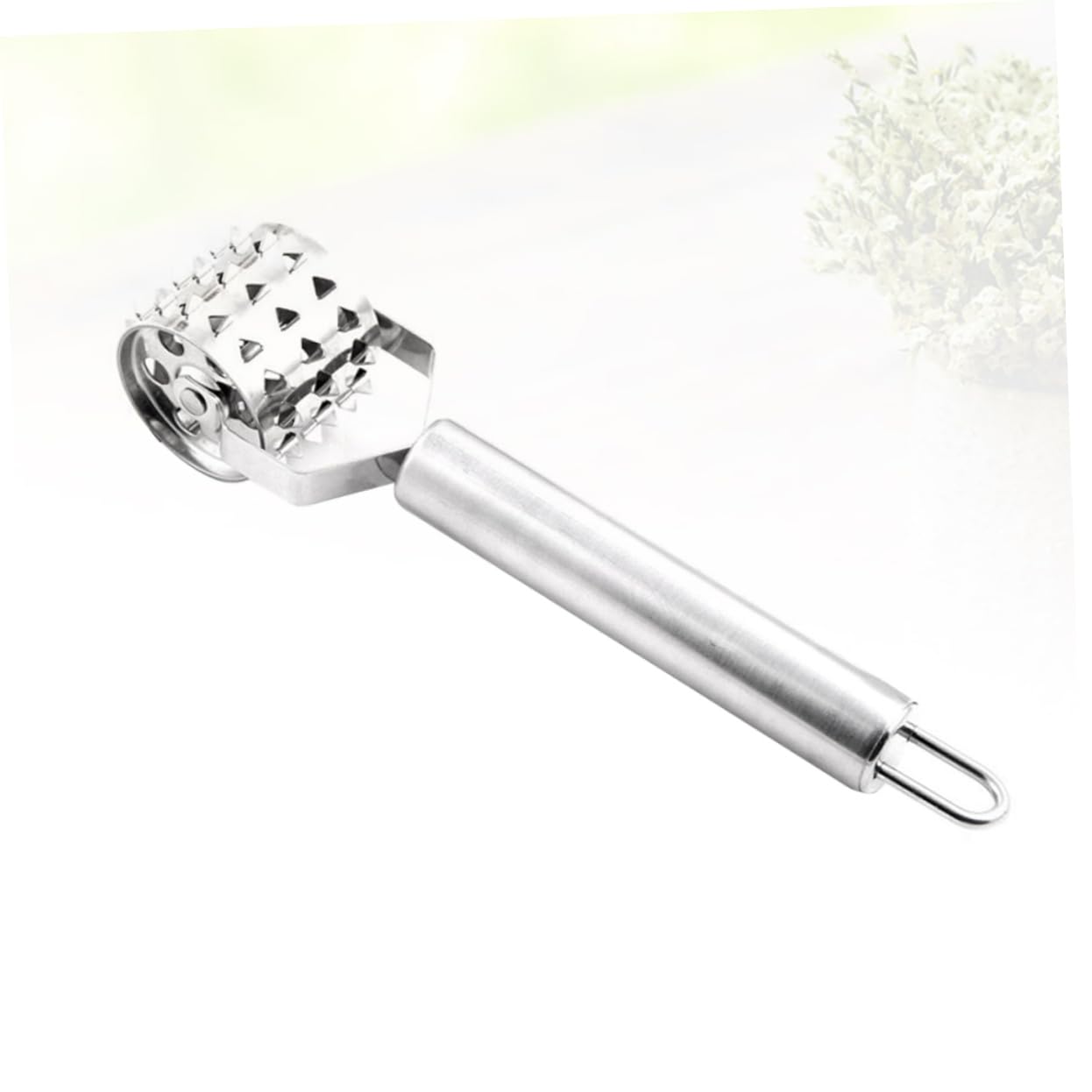 OUNONA Stainless Steel Meat Tenderizer Hammer Rolling Hammer Tool for Pizza Cookie Baking Meat Preparation Long Handle Design Easy to Store for Home Restaurant Use