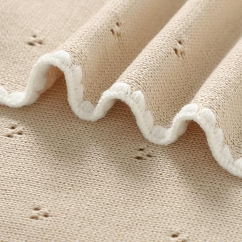 Image of Baby Blanket Knit Ultra Soft Swaddle Receiving Blankets for Boys & Girls Cotton Knitted Newborn Infant Toddler Nursery Crib 30 x 40 Inch